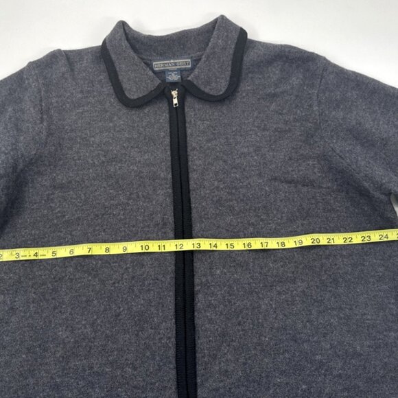 Herman Geist Cardigan 100% Wool Sweater Womens Plus 22W Argyle Gray Zip Collared - Picture 10 of 11